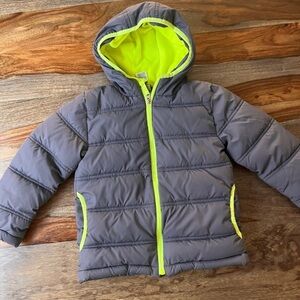 Faded Glory Gray and Neon Green Kids Jacket
